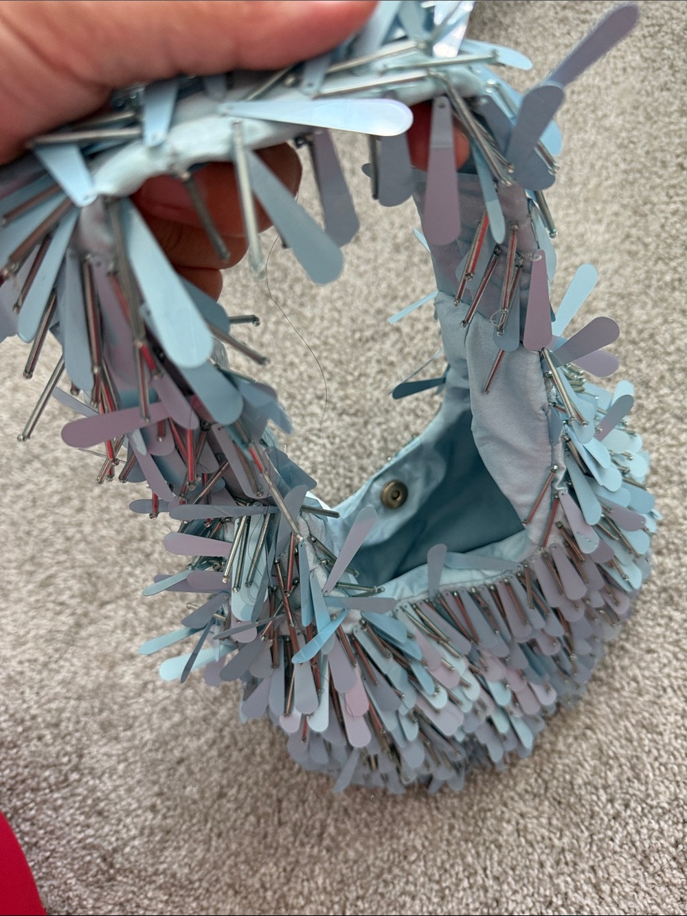 Light Blue Sequin Fringe Strap Shoulder Bag - Picture 3 of 3